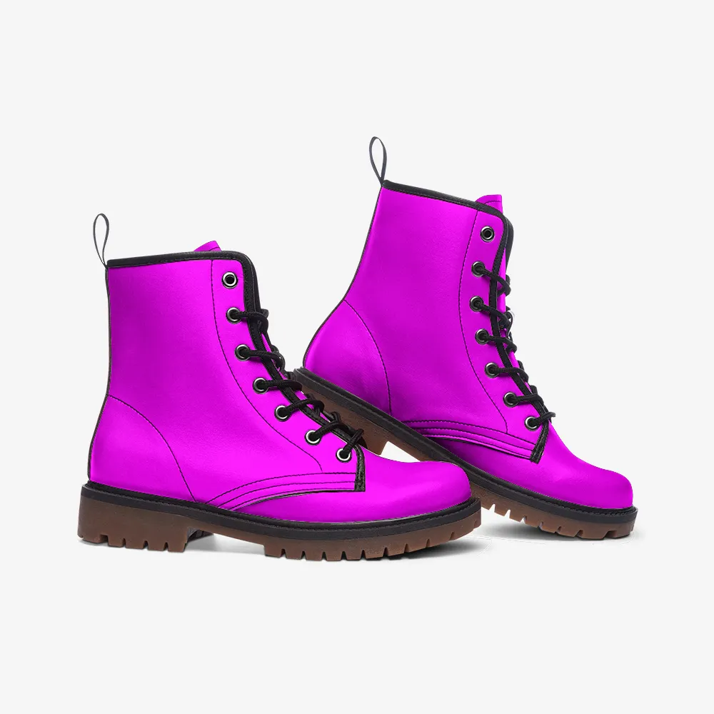 🛍️ Vibrant Purple Vegan Combat Boots – Express Your Electric Soul