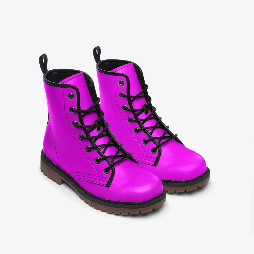 🛍️ Vibrant Purple Vegan Combat Boots – Express Your Electric Soul