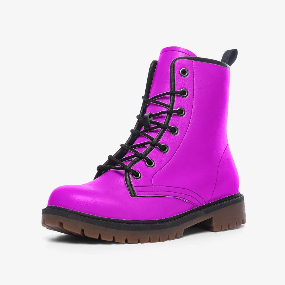 🛍️ Vibrant Purple Vegan Combat Boots – Express Your Electric Soul