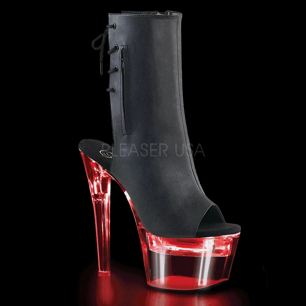 7 Inch Heel FLASHDANCE-1018-7 Black Faux Leather