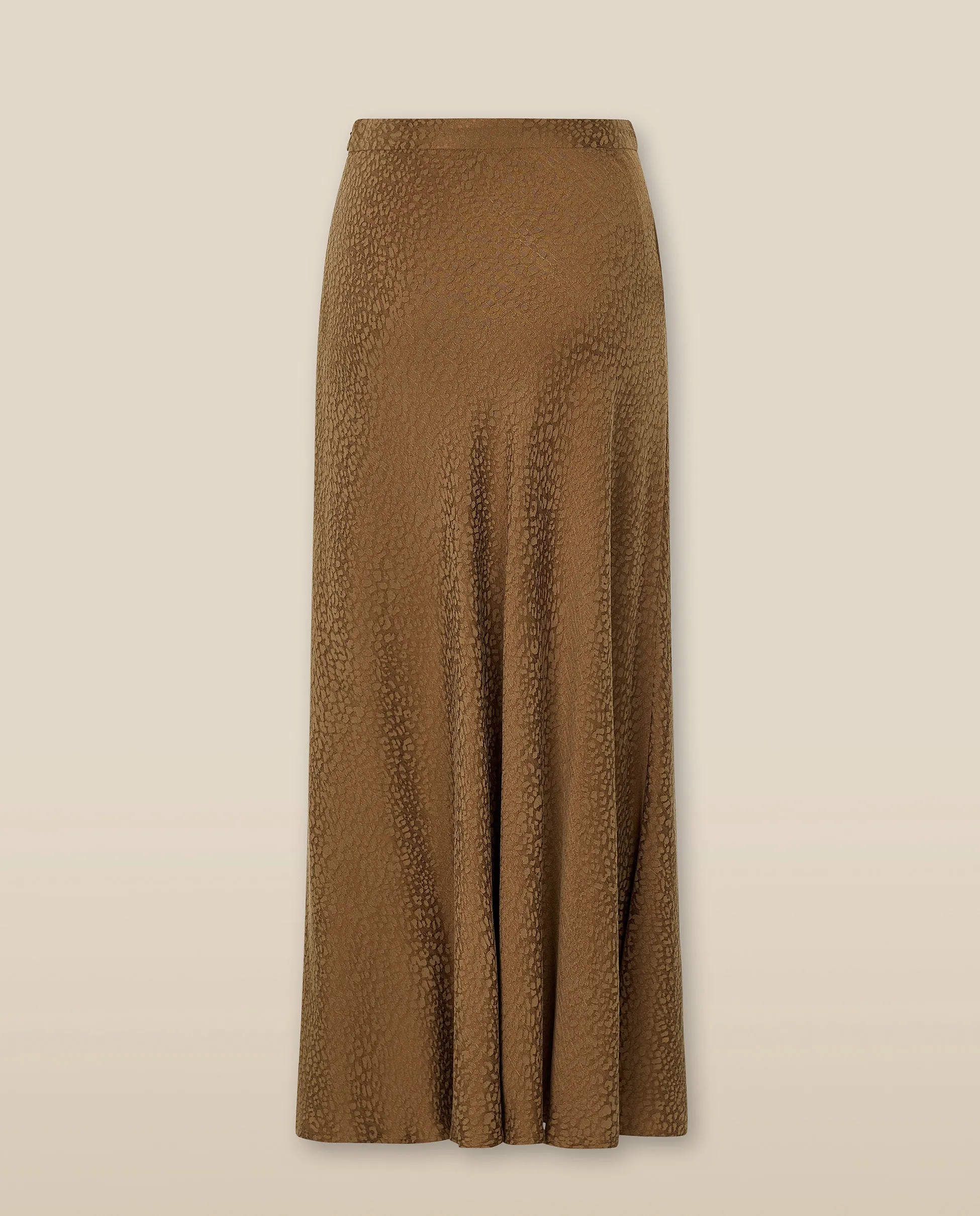 AADHILA | Brown Jacquard Leopard Print Long Skirt