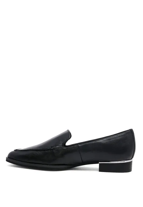 Anna Leather Loafers - Slip-On, Pointed Toe Design