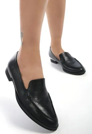 Anna Leather Loafers - Slip-On, Pointed Toe Design