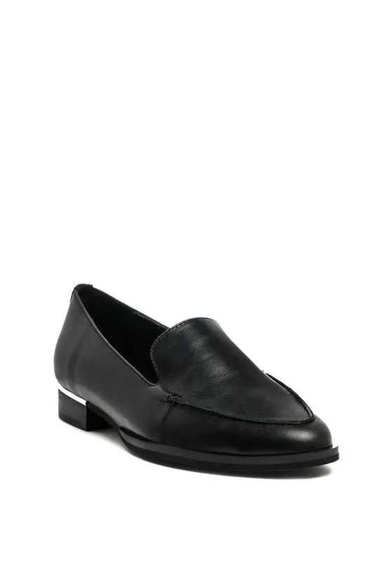 Anna Leather Loafers - Slip-On, Pointed Toe Design