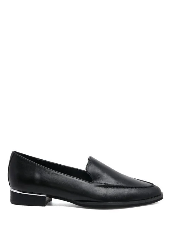 Anna Leather Loafers - Slip-On, Pointed Toe Design