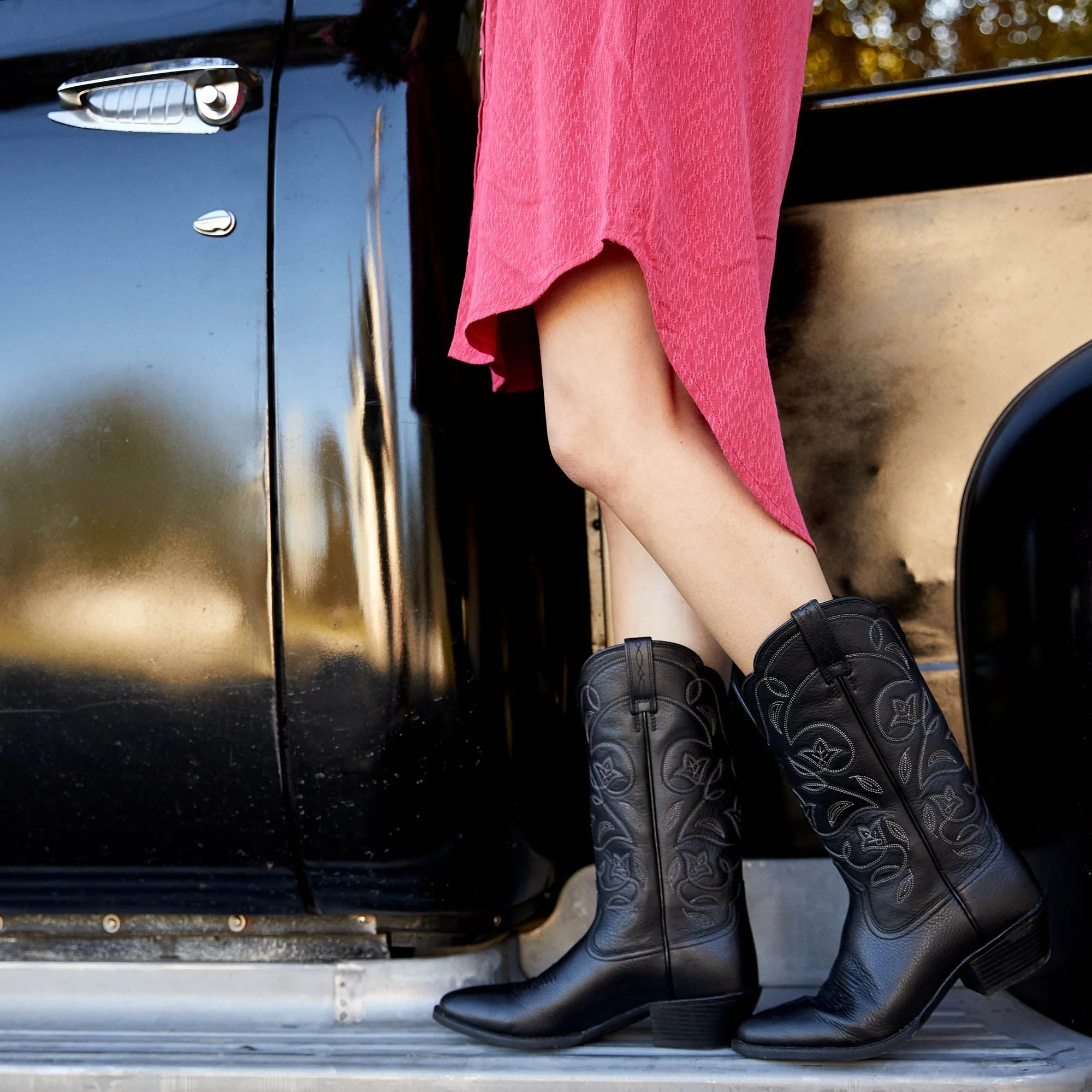 ARIAT Heritage Western R Toe Boots - Womens Cowgirl - Black Deertan