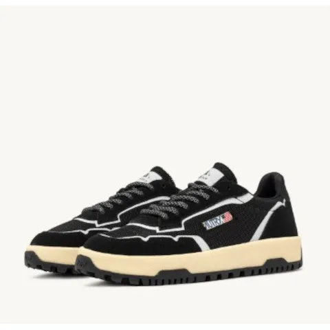 Autry Wildpace Low Sneakers in Black Mesh and Suede