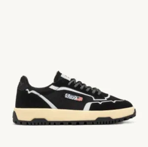 Autry Wildpace Low Sneakers in Black Mesh and Suede