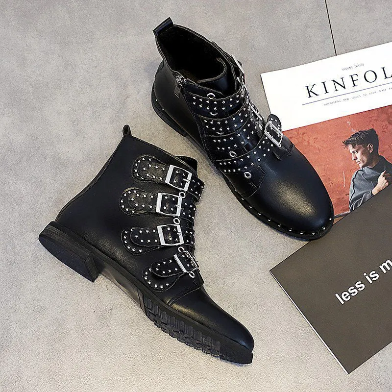 Autumn and Winter Large Size Retro Comfortable Flat with Low Tube Women's Boots Martin Boots