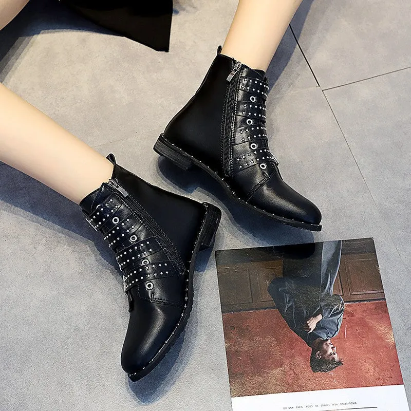 Autumn and Winter Large Size Retro Comfortable Flat with Low Tube Women's Boots Martin Boots