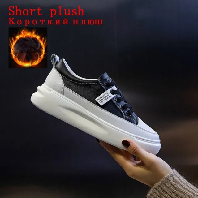 Big Size Women Sneakers Autumn Leather Light White Sneaker Female Platform Vulcanized Shoes Spring Casual Breathable Sports Shoes