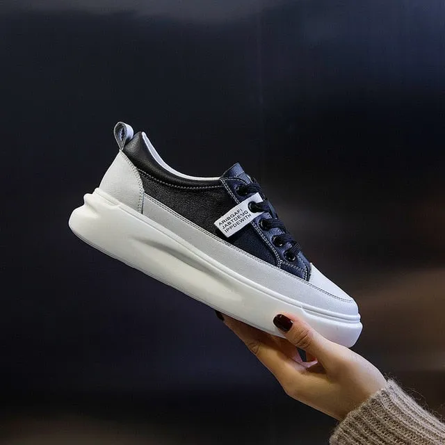 Big Size Women Sneakers Autumn Leather Light White Sneaker Female Platform Vulcanized Shoes Spring Casual Breathable Sports Shoes