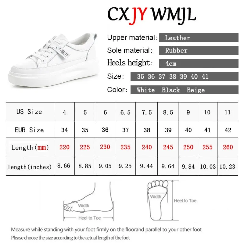 Big Size Women Sneakers Autumn Leather Light White Sneaker Female Platform Vulcanized Shoes Spring Casual Breathable Sports Shoes
