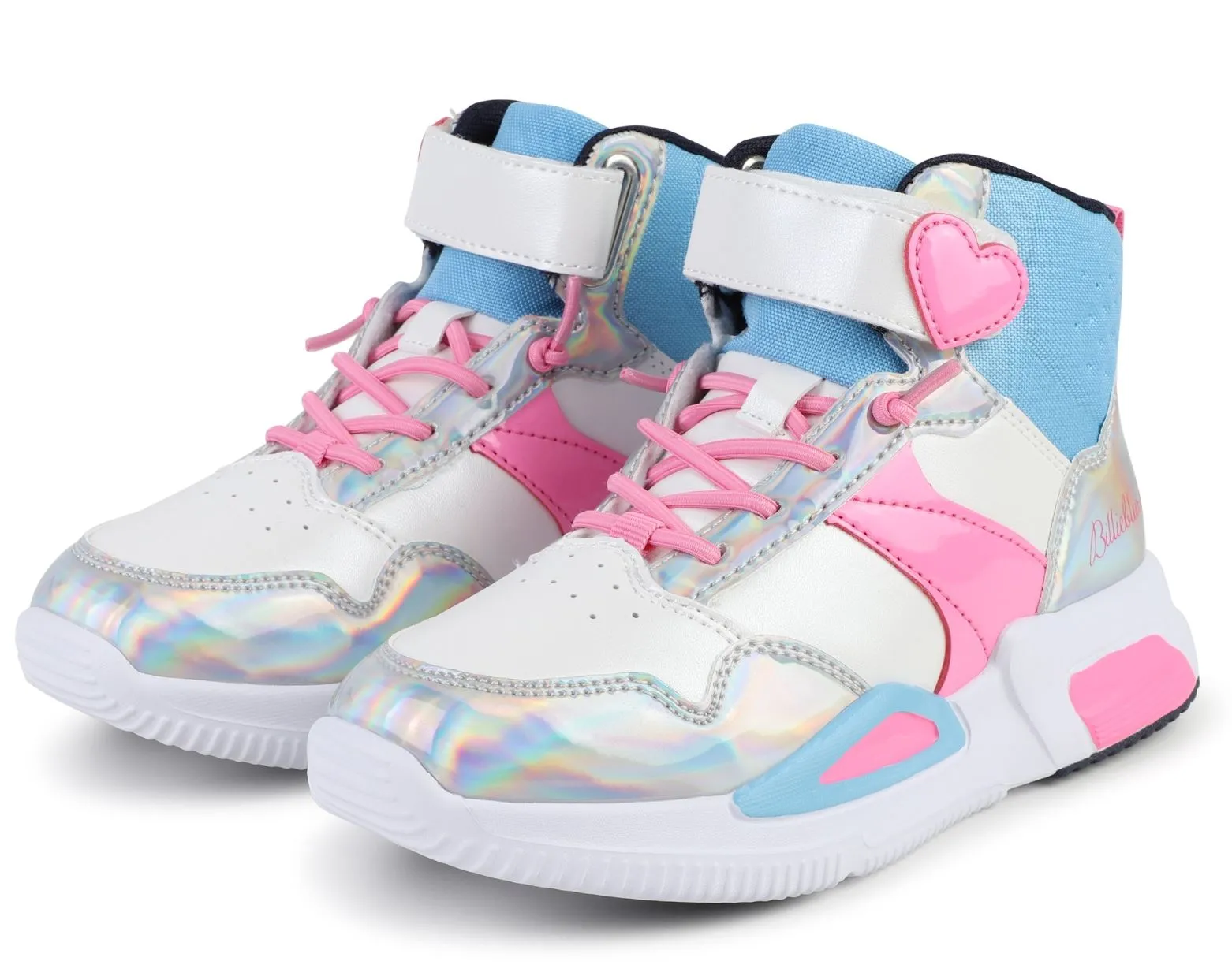 Billieblush High Top Iridescent Sneakers W/ Heart Fastener