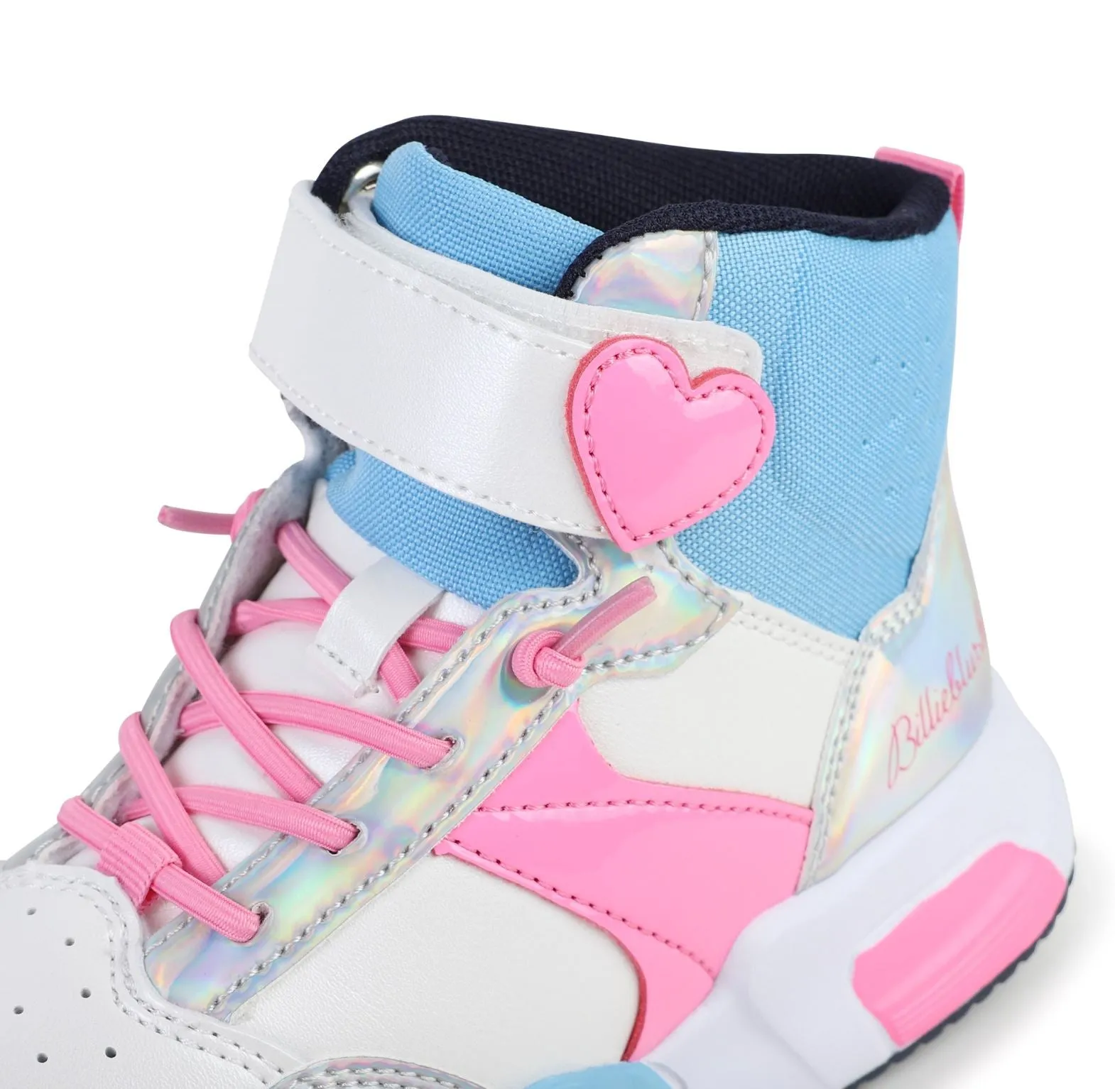 Billieblush High Top Iridescent Sneakers W/ Heart Fastener