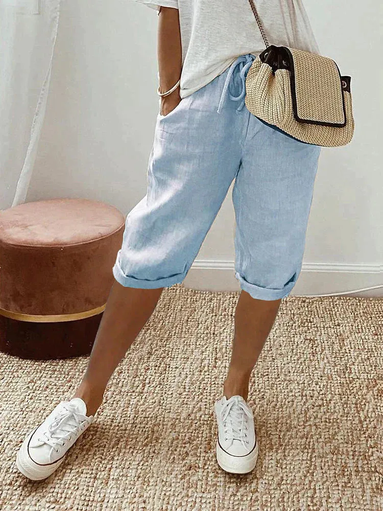 Black Bermuda Shorts | Adjustable Waist | Lightweight Casual Style