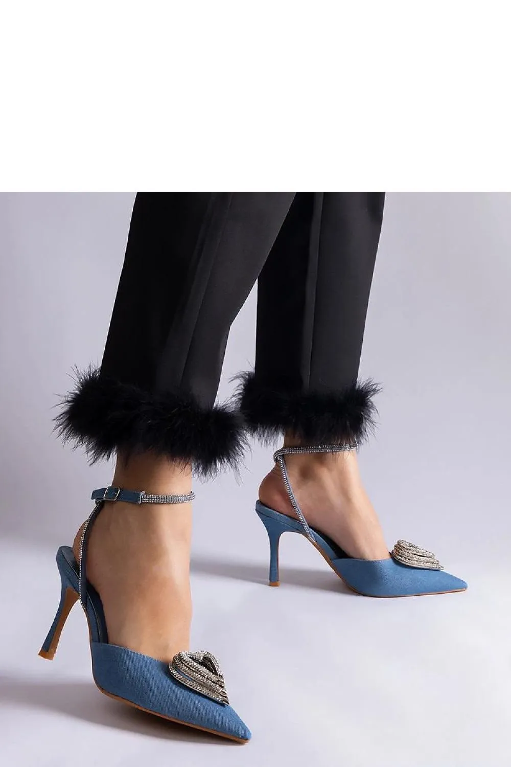 Black high heels with an open heel