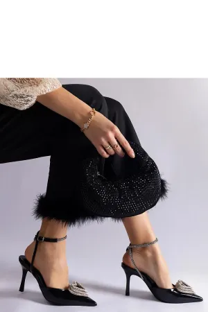 Black high heels with an open heel