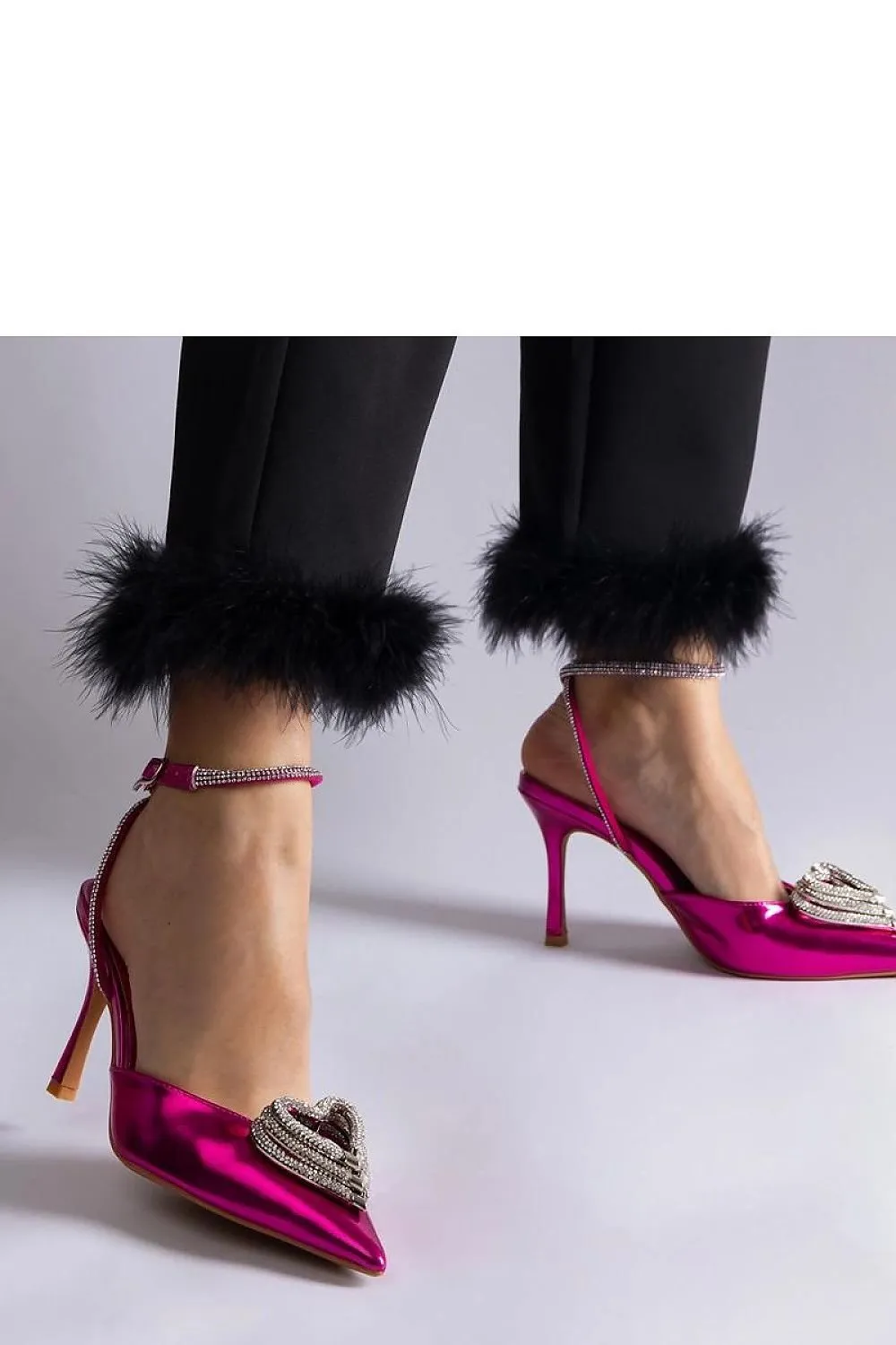 Black high heels with an open heel