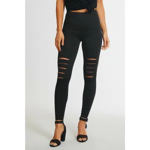Black Hollow Out Leggings