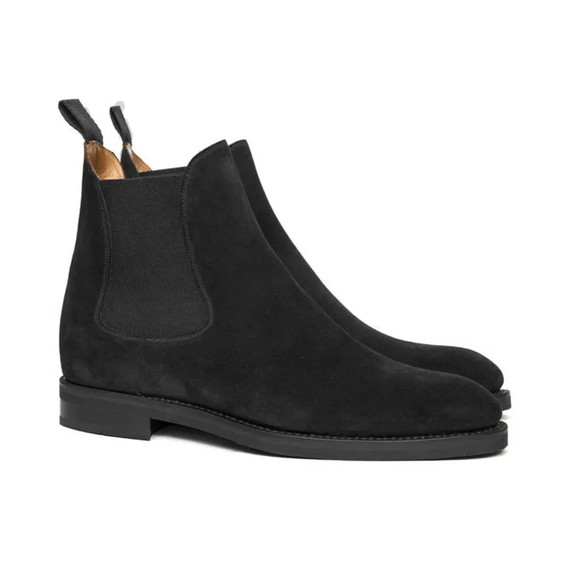 Black Suede Leather Fenland Slip On Chelsea Boots  - Chelsea Boots