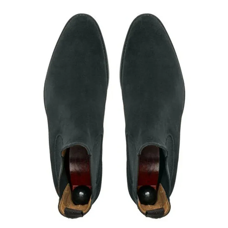Black Suede Leather Fenland Slip On Chelsea Boots  - Chelsea Boots