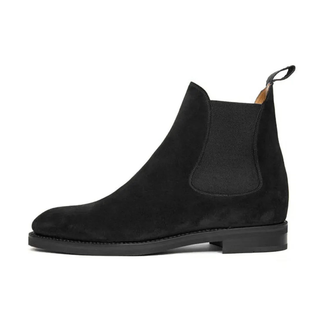 Black Suede Leather Fenland Slip On Chelsea Boots  - Chelsea Boots
