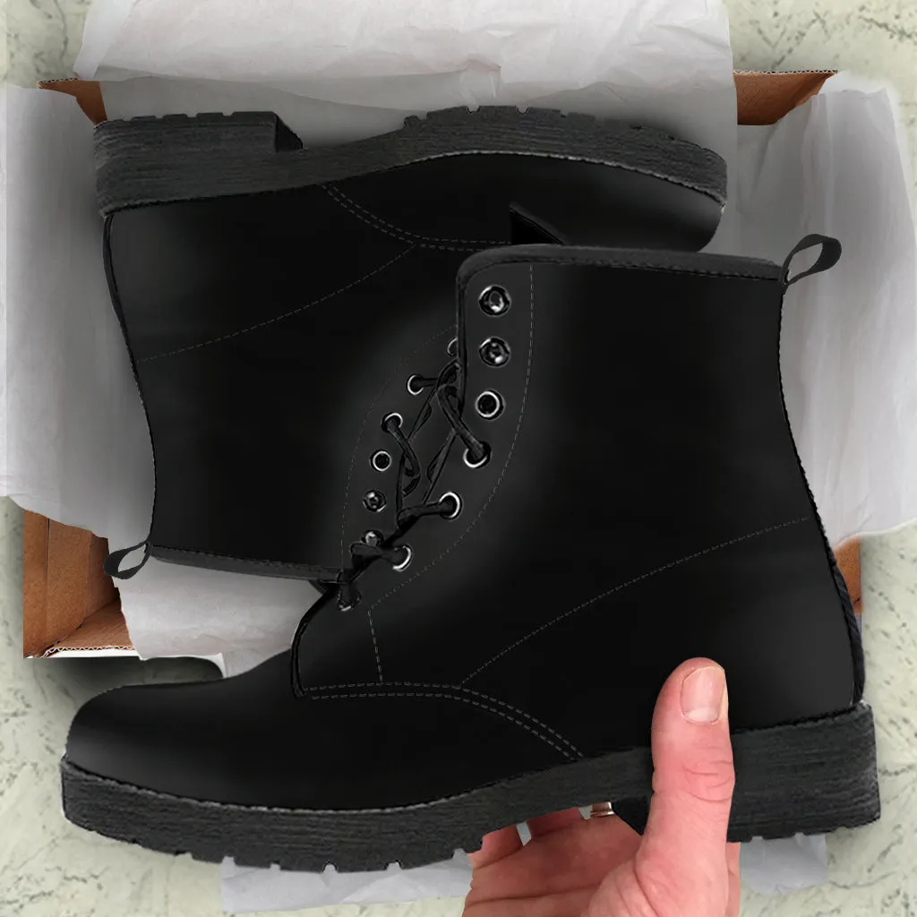 Black Vegan Leather Boots Mens Womens