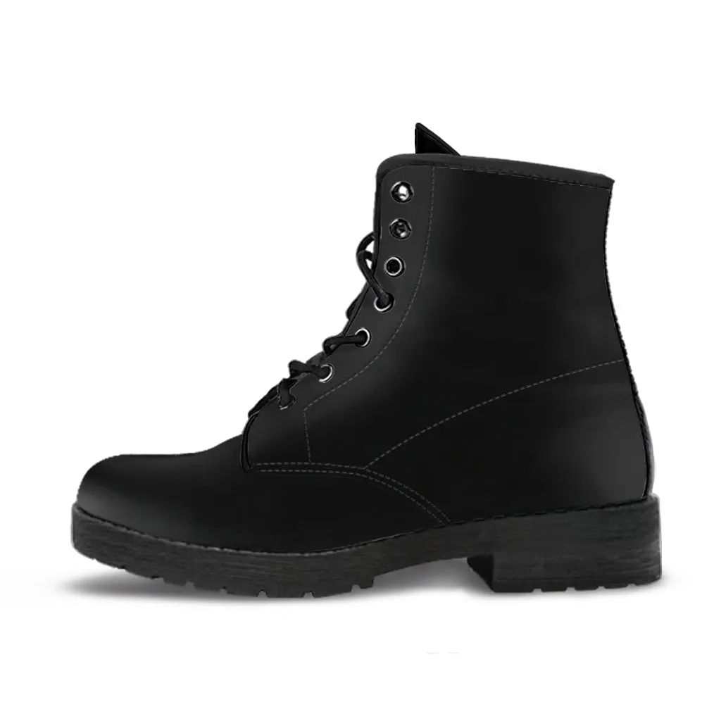 Black Vegan Leather Boots Mens Womens