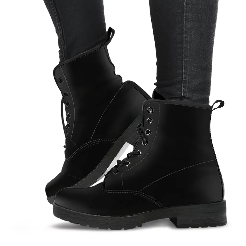 Black Vegan Leather Boots Mens Womens