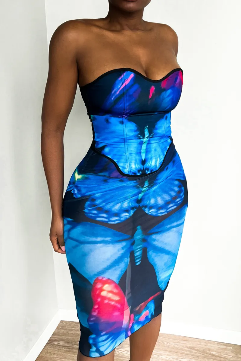 BLUE BUTTERFLY SKIRT | SET