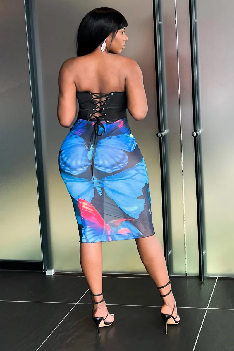 BLUE BUTTERFLY SKIRT | SET