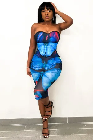 BLUE BUTTERFLY SKIRT | SET