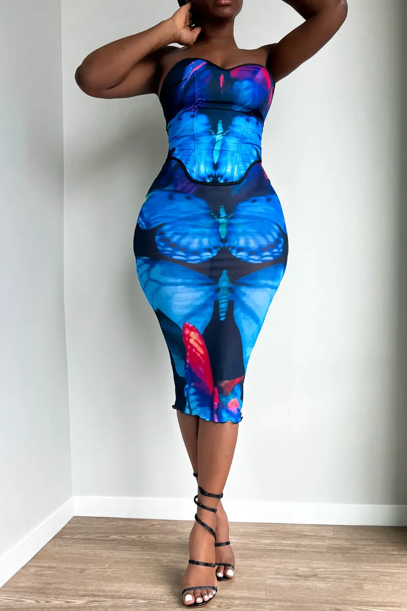BLUE BUTTERFLY SKIRT | SET