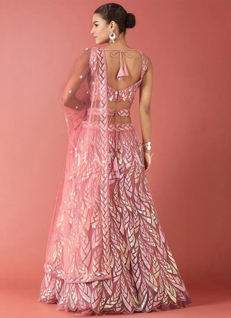 Blush Pink Sequins Embroidered Lehenga Choli