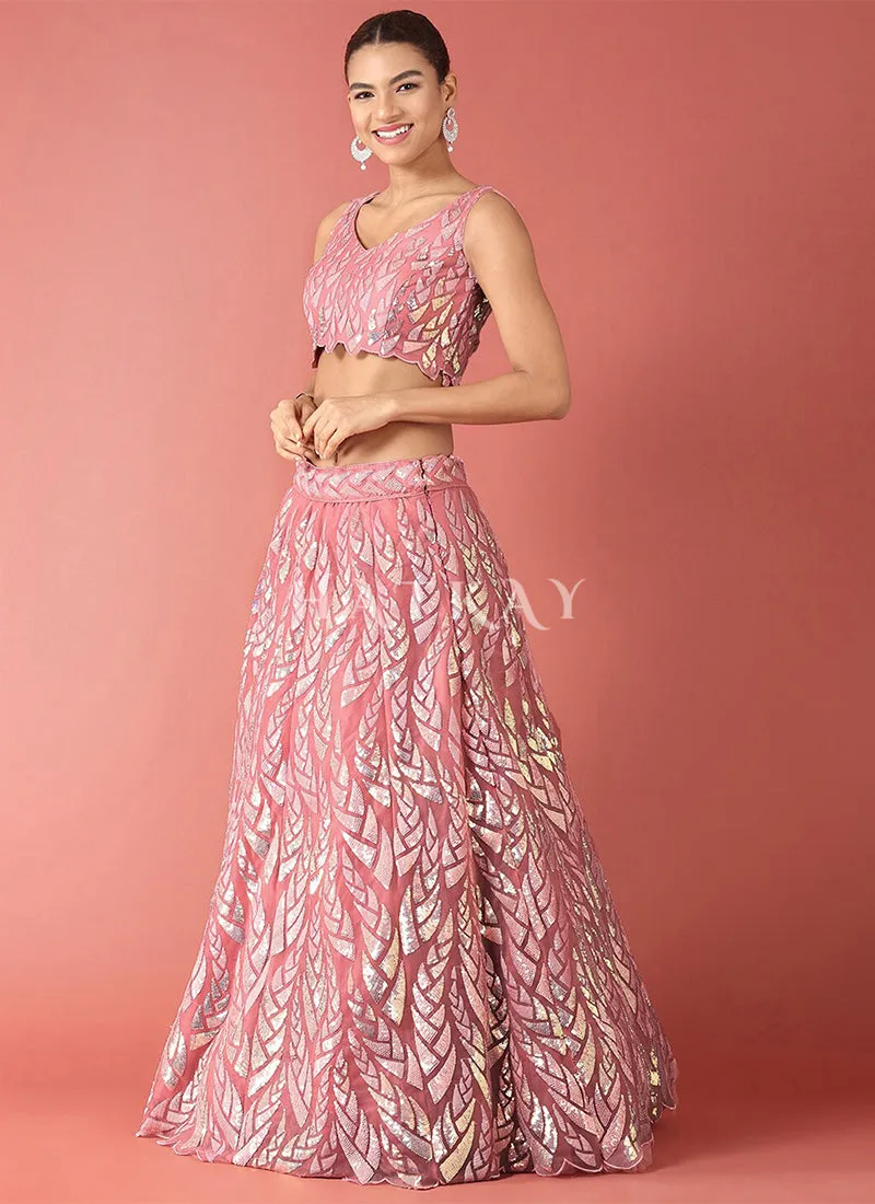 Blush Pink Sequins Embroidered Lehenga Choli