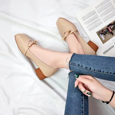 Breathable single shoes 2019 spring summer thick with casual work shoes Korean wild shallow mouth soft comfortable high heels