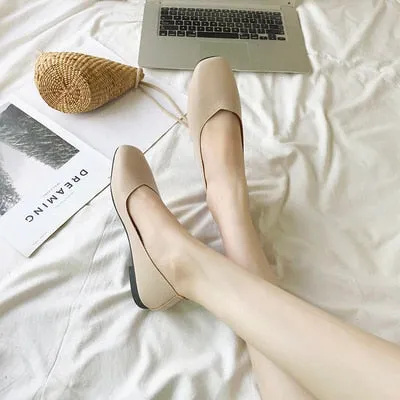 Breathable single shoes 2019 spring summer thick with casual work shoes Korean wild shallow mouth soft comfortable high heels