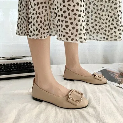 Breathable single shoes 2019 spring summer thick with casual work shoes Korean wild shallow mouth soft comfortable high heels