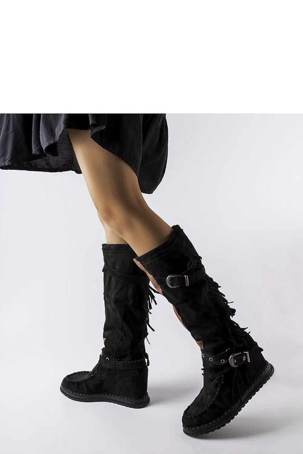 Brown covered-heeled buskin boots