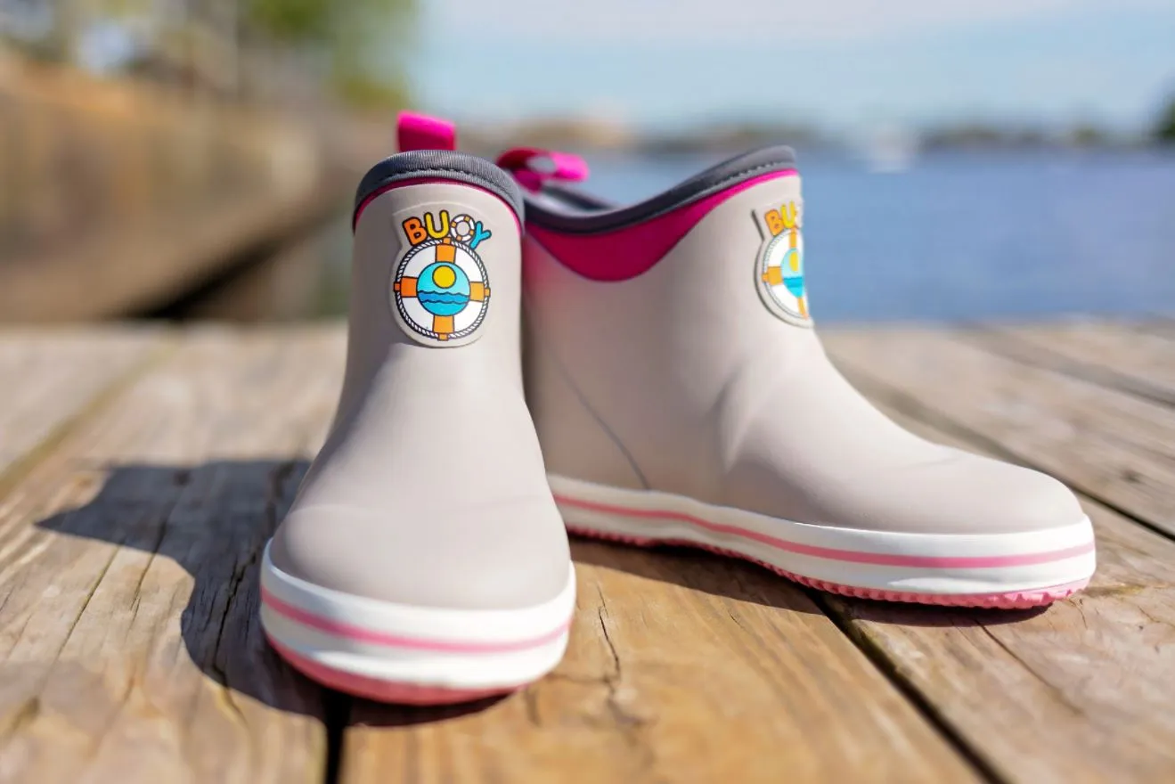 Buoy Boots Children's Deck Boot- Pink/Grey (BB104)