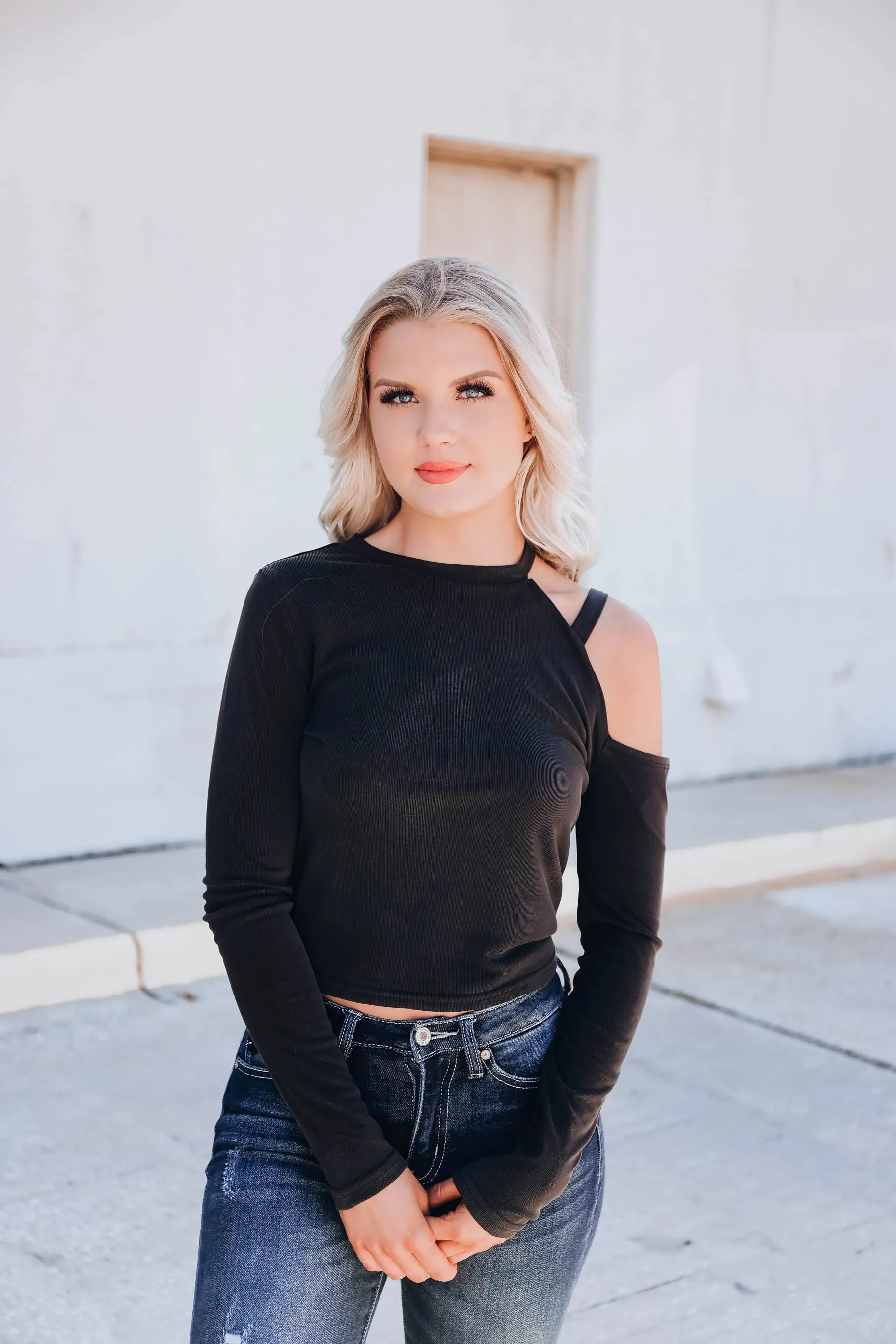 Cali Cropped Cold Shoulder Top