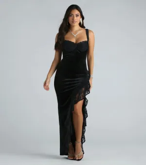 Cece Formal Velvet Lace Sweetheart Long Dress