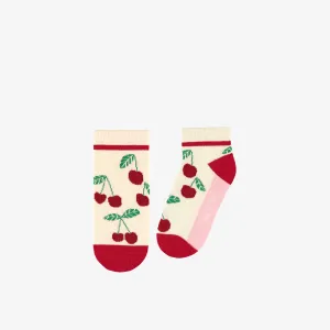 Chaussettes courtes crème à motifs, enfant  || Cream short socks with patterns, child