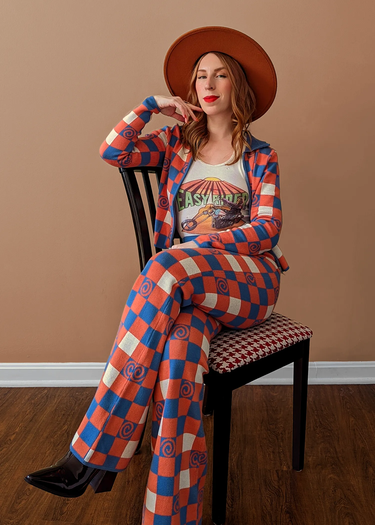 Checkerboard Swirl Knit Flares ✿ Organic Cotton