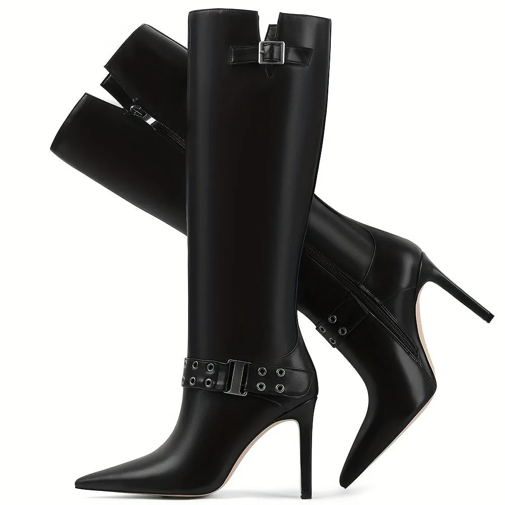 Chic KneeHigh Pointed Toe Knight Boots  Versatile  Comfortable
