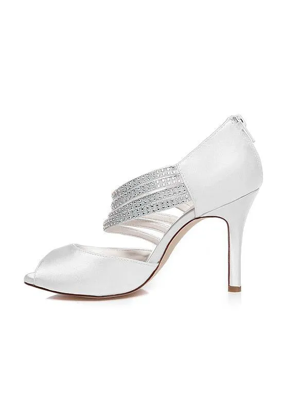Chic Satin Upper Peep Toe Stiletto Heels
