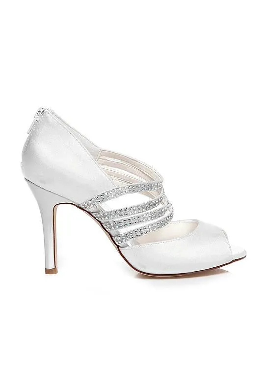 Chic Satin Upper Peep Toe Stiletto Heels
