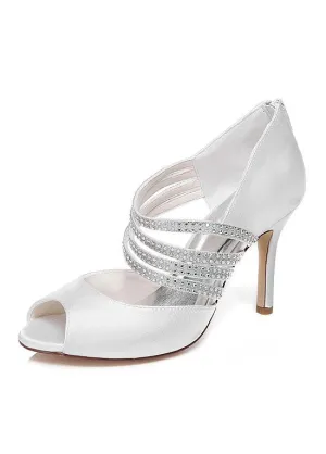 Chic Satin Upper Peep Toe Stiletto Heels