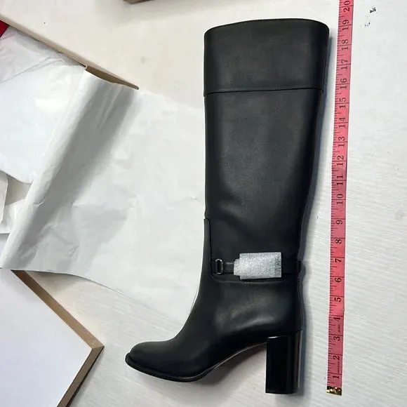 Christian Louboutin Black Lock 70 Leather Knee-high Boots Tall Block heel 39